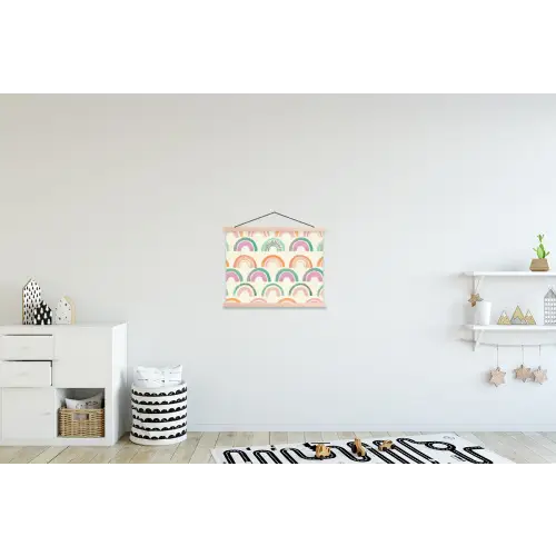 Regenboog - Pastel - Patroon textielposter latten blank klein -kinderkamer