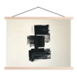 Rechthoeken - Penseelstreken - Abstract - Zwart textielposter latten blank klein -3d
