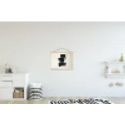 Rechthoeken - Penseelstreken - Abstract - Zwart textielposter latten blank klein -kinderkamer