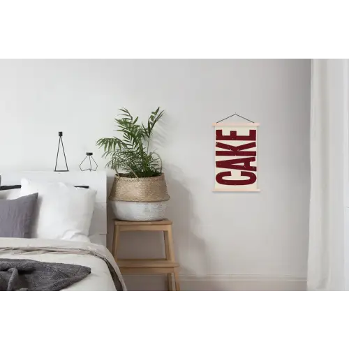 Red - Cake - Decoratie - Eten textielposter latten blank klein -woonkamer