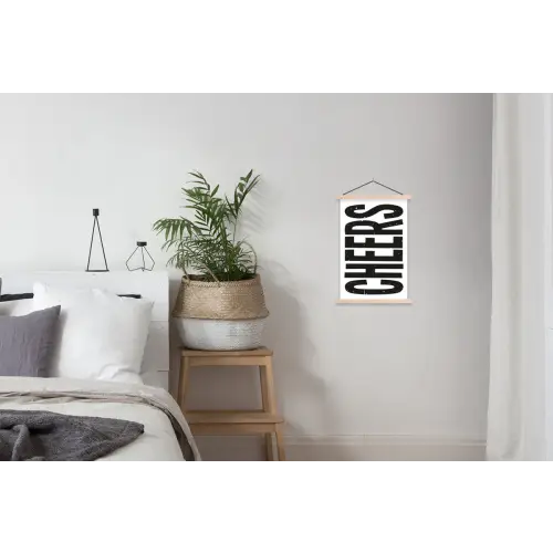 Retro - Cheers - Zwart - Decoratie textielposter latten blank klein -woonkamer