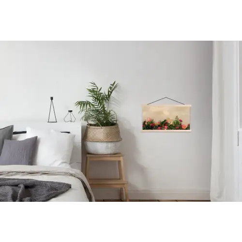 Rozen - Muur - Vintage textielposter latten blank klein -woonkamer
