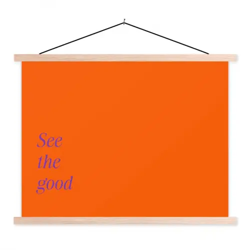 See te good - Paars - Oranje textielposter latten blank klein -3d