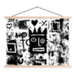 Vormen - Gezocht - Zwart - Abstract textielposter latten blank klein -3d