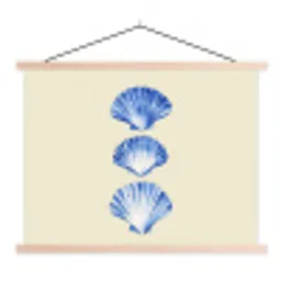 Schelpen - Blauw - Beige textielposter latten blank klein -3d