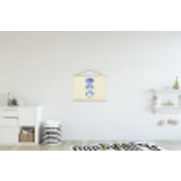 Schelpen - Blauw - Beige textielposter latten blank klein -kinderkamer