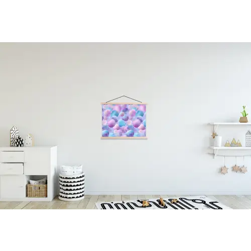 Schelpen - Paars - Blauw - Patroon textielposter latten blank klein -kinderkamer