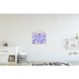 Schelpen - Paars - Blauw - Patroon textielposter latten blank klein -kinderkamer