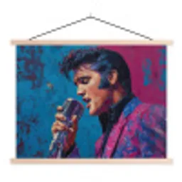 Zingende man - Glitterjas - Microfoon textielposter latten blank klein -3d