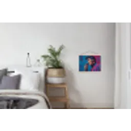 Zingende man - Glitterjas - Microfoon textielposter latten blank klein -woonkamer
