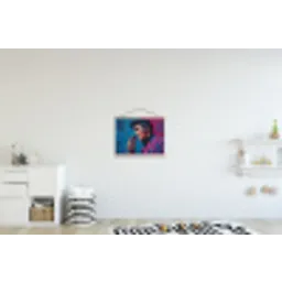 Zingende man - Glitterjas - Microfoon textielposter latten blank klein -kinderkamer