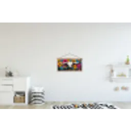 Schedel - Bloemen - Graffiti textielposter latten blank klein -kinderkamer