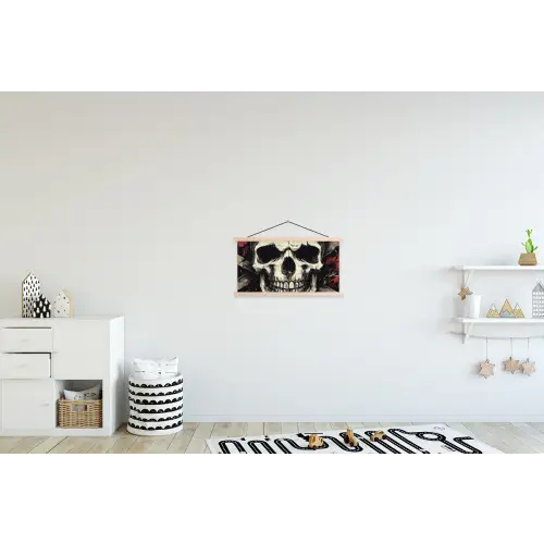 Schedel - Kettingen - Rood textielposter latten blank klein -kinderkamer