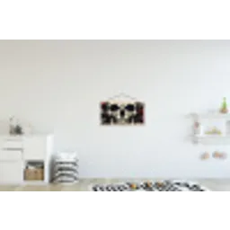 Schedel - Kettingen - Rood textielposter latten blank klein -kinderkamer