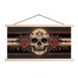 Schedel - Rozen - Gotisch textielposter latten blank klein -3d