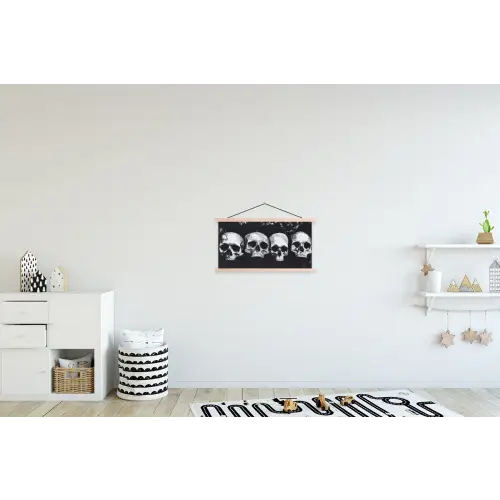 Schedels - Zwart - Contrast textielposter latten blank klein -kinderkamer