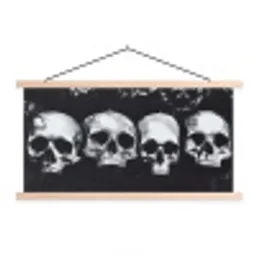 Schedels - Zwart - Contrast textielposter latten blank klein -3d