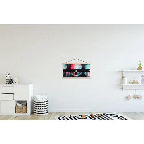 Schedels - Glitch - Cyberpunk textielposter latten blank klein -kinderkamer