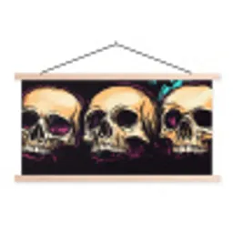 Schedels - Graffiti - Neon textielposter latten blank klein -3d