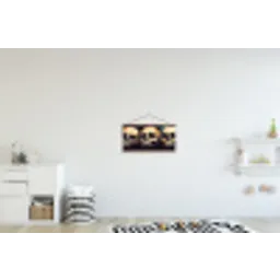 Schedels - Graffiti - Neon textielposter latten blank klein -kinderkamer