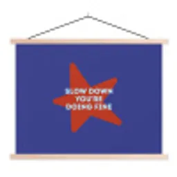 Slow down you're doing fine - Ster - Blauw textielposter latten blank klein -3d