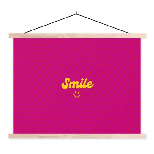 Smile - Stippen - Roze textielposter latten blank klein -3d