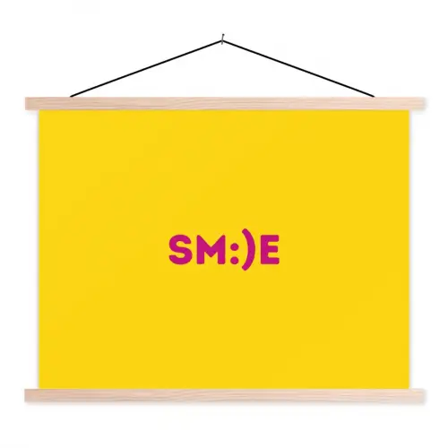 Smile - Roze - Geel textielposter latten blank klein -3d
