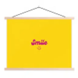 Smile - Geel - Roze textielposter latten blank klein -3d