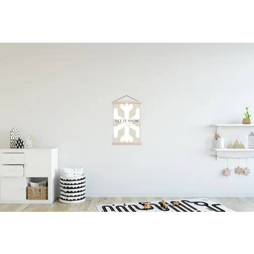 Sneeuw - Japandi - Winter - Decoratie textielposter latten blank klein -kinderkamer