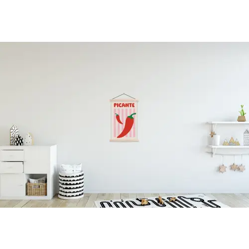 Pittig - Pepers - Rood textielposter latten blank klein -kinderkamer