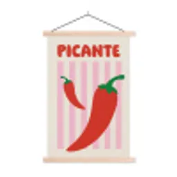Pittig - Pepers - Rood textielposter latten blank klein -3d