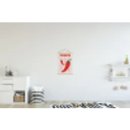 Pittig - Pepers - Rood textielposter latten blank klein -kinderkamer