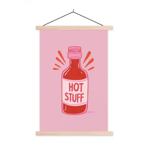 Pittig - Rood - Saus - Grafisch textielposter latten blank klein -3d