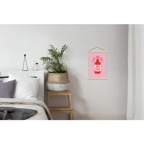 Pittig - Rood - Saus - Grafisch textielposter latten blank klein -woonkamer