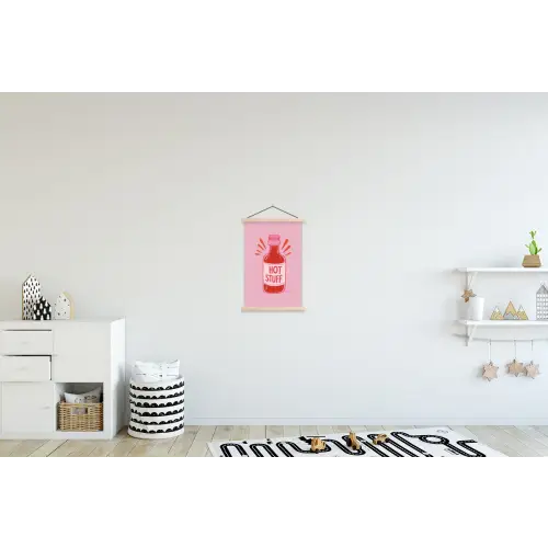 Pittig - Rood - Saus - Grafisch textielposter latten blank klein -kinderkamer