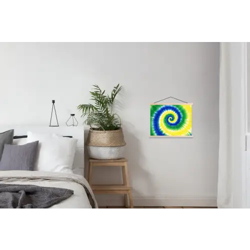 Spiraal - Groen - Draaiend textielposter latten blank klein -woonkamer