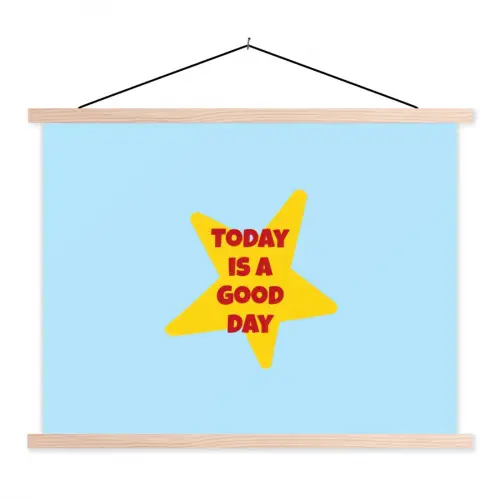 Ster - Today is a good day - Blauw textielposter latten blank klein -3d
