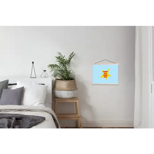 Ster - Today is a good day - Blauw textielposter latten blank klein -woonkamer