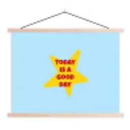 Ster - Today is a good day - Blauw textielposter latten blank klein -3d