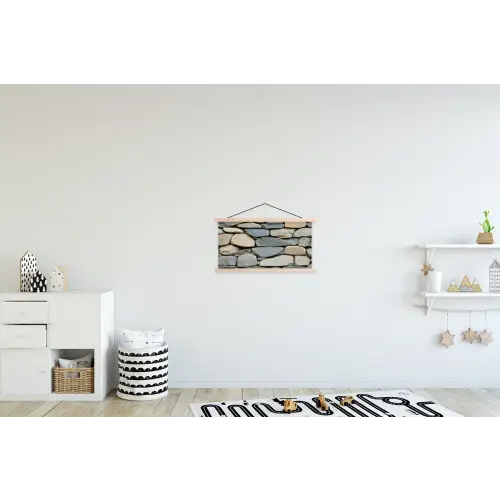 Stenen - Rustiek - Grijs textielposter latten blank klein -kinderkamer