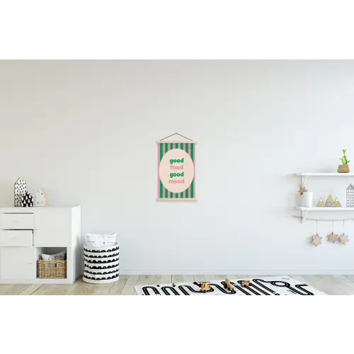 Gestreept - Quote - Ovaal - Roze textielposter latten blank klein -kinderkamer