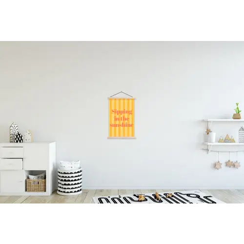 Gestreept - Geel - Sunshine - Letters textielposter latten blank klein -kinderkamer
