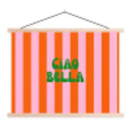 Strepen - Oranje - Verticaal - Ciao bella textielposter latten blank klein -3d