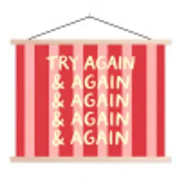Strepen - Rood - Try again textielposter latten blank klein -3d