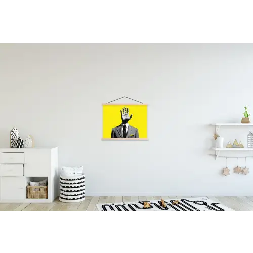 Pak - Hand - Geel textielposter latten blank klein -kinderkamer