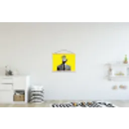 Pak - Hand - Geel textielposter latten blank klein -kinderkamer