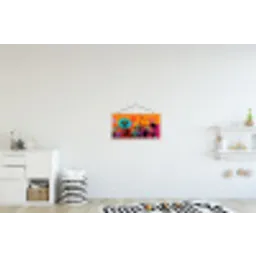 Zonnebloemen - Abstract - Oranje textielposter latten blank klein -kinderkamer