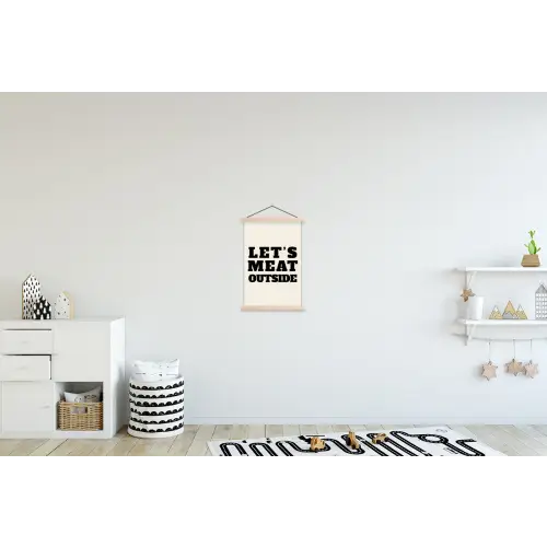 Tekst - Blokletters - Zwart - Vlees textielposter latten blank klein -kinderkamer