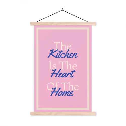 Tekst - Blauw - Keuken - Kader textielposter latten blank klein -3d