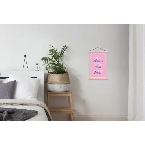 Tekst - Blauw - Keuken - Kader textielposter latten blank klein -woonkamer